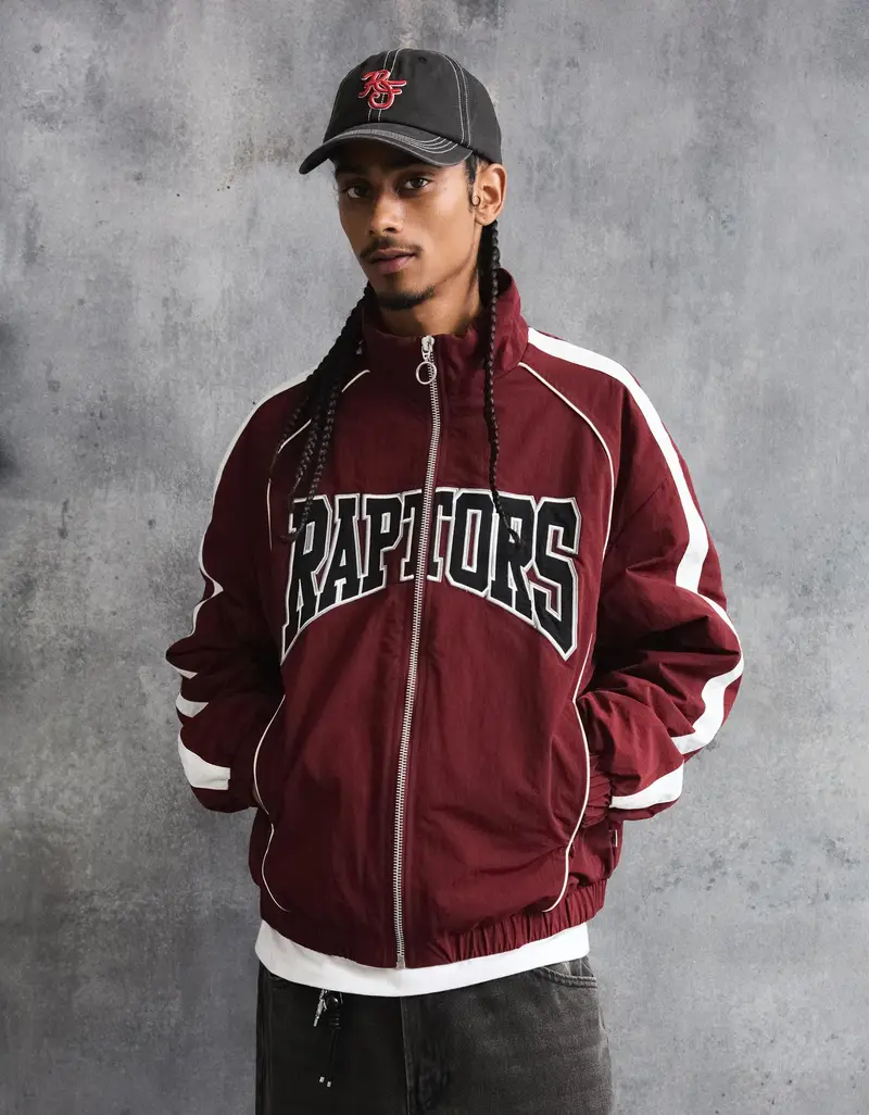 Giubbotto Con Cerniera E Stampa Uomo Bordeaux