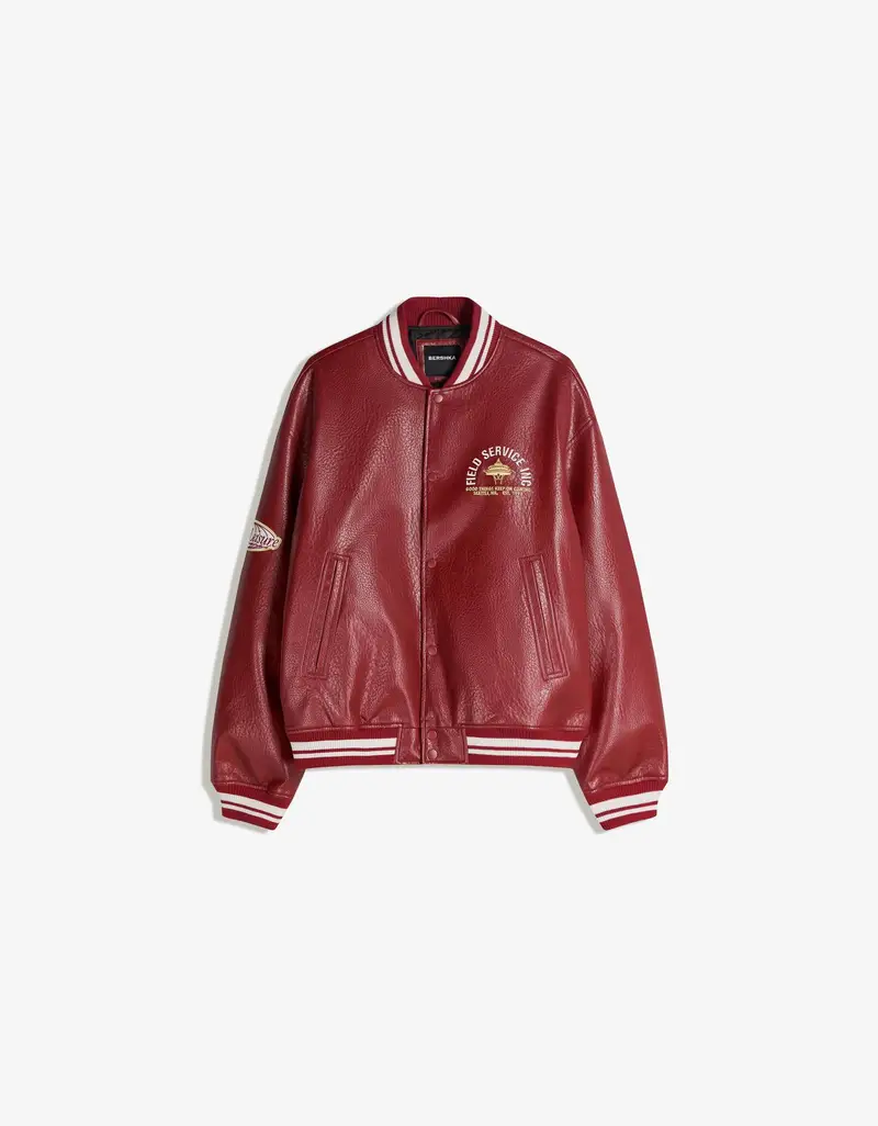 Giubbotto Finta Pelle Stampa Uomo Rosso