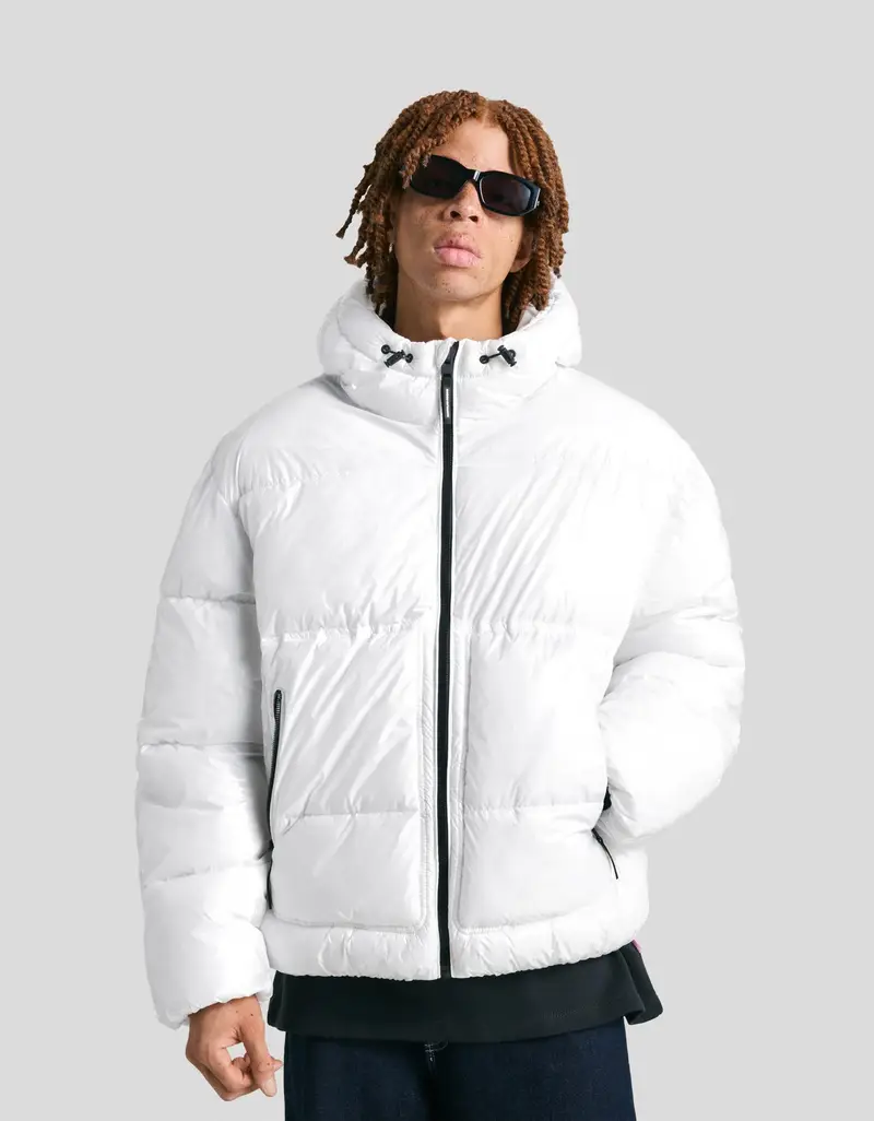 Giubbotto Imbottito Con Cappuccio Uomo Bianco