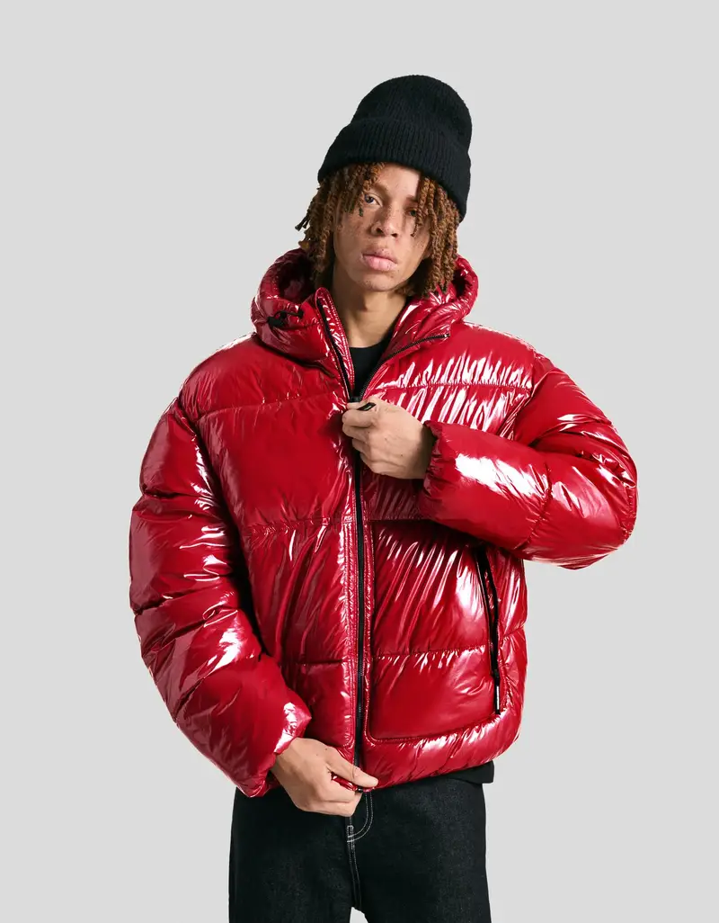 Giubbotto Imbottito Con Cappuccio Uomo Rosso