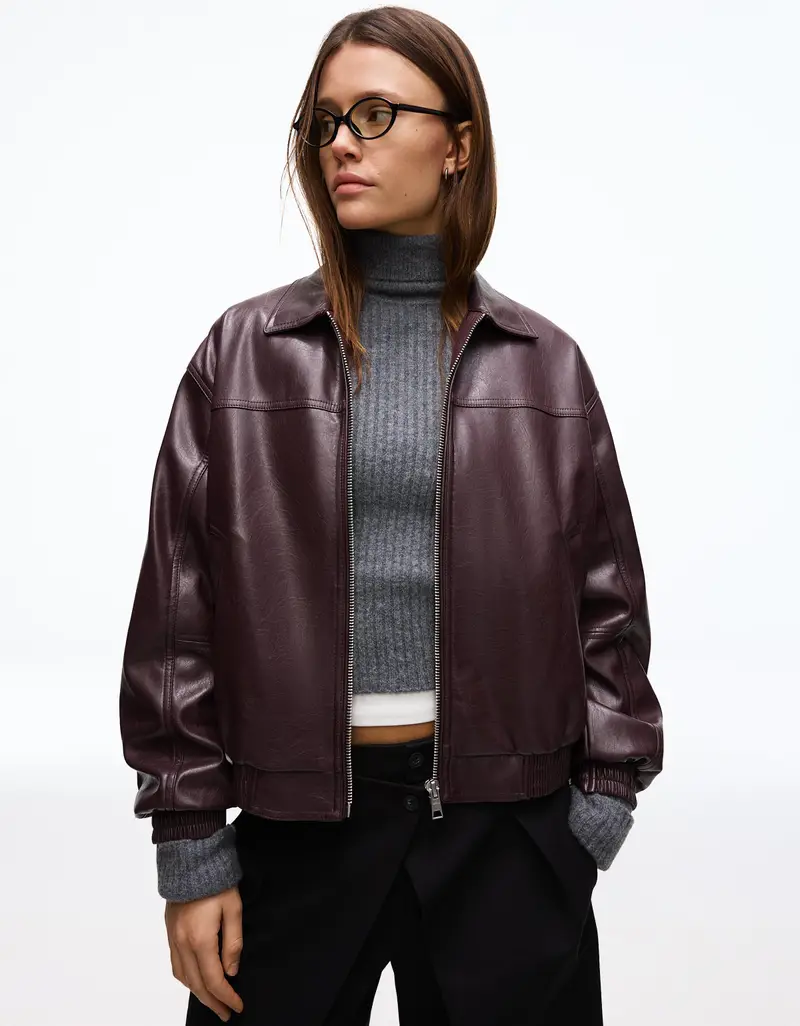 Giubbotto In Finta Pelle Donna Porpora