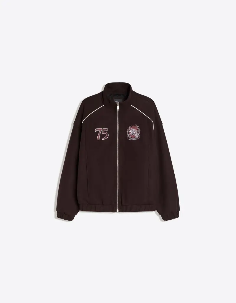 Giubbotto In Panno Con Toppa Uomo Marrone