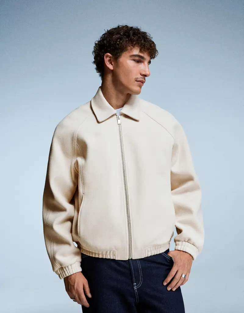 Giubbotto In Panno Trucker Uomo Pietra