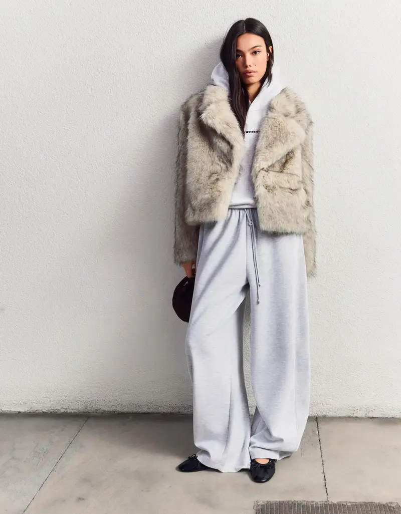 Giubbotto Pelliccia Sintetica Donna Avorio