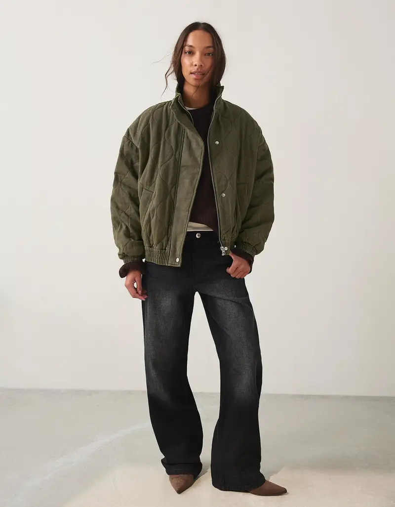 Giubbotto Ricamato A Trecce Donna Kaki