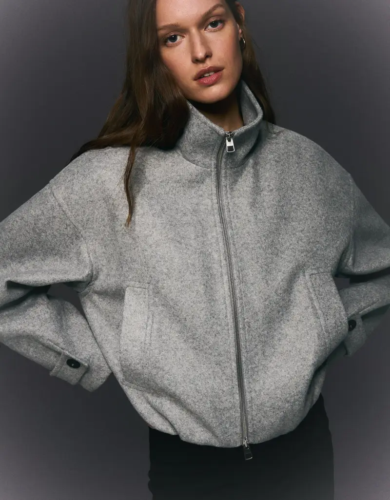 Giubbotto Soft Touch Con Cerniera Donna Grigio