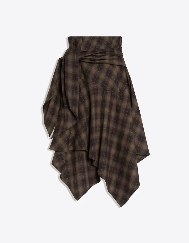 Gonna Midi Con Allacciatura Stampata Donna Marrone