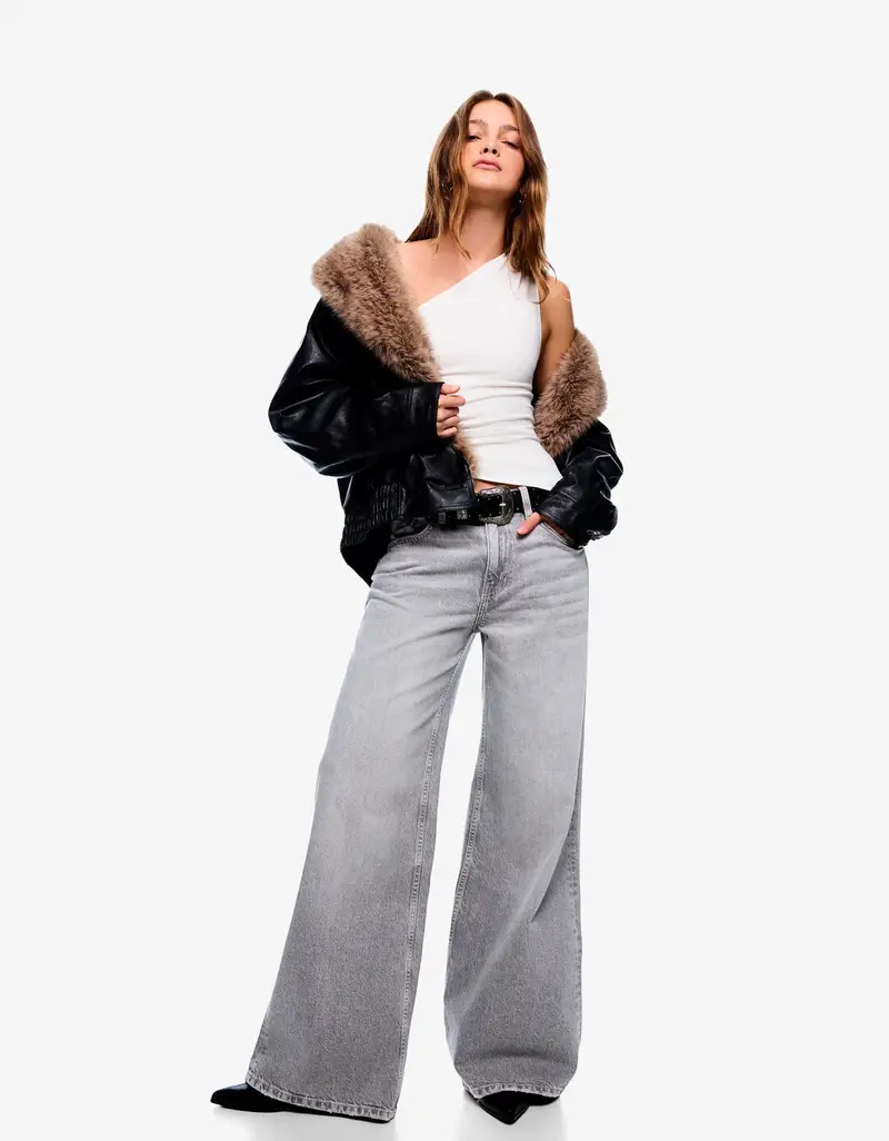 Bershka Jeans Donna Grigio 3065514