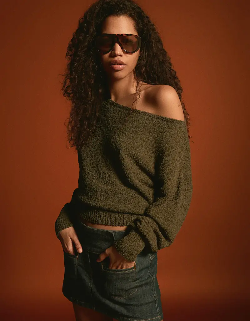 Maglia Asimmetrica Donna Kaki