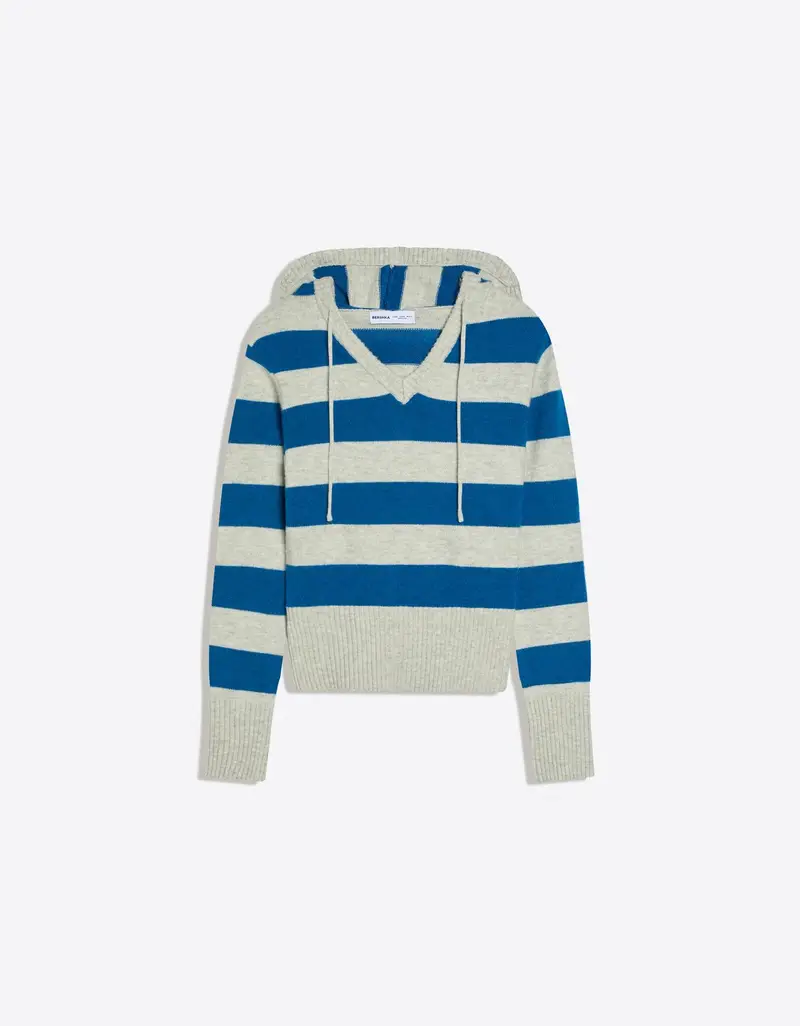 Maglia Cappuccio Stampa Donna Azzurro