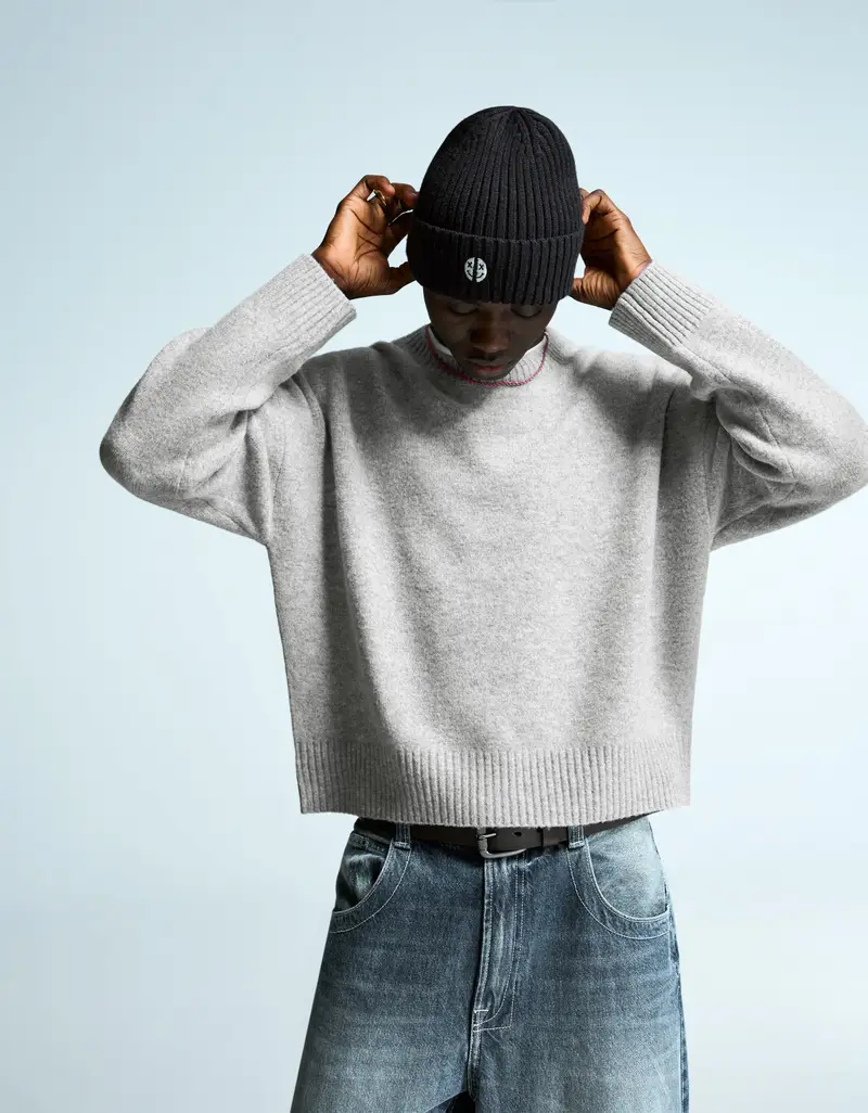 Maglia Cropped Uomo Grigio