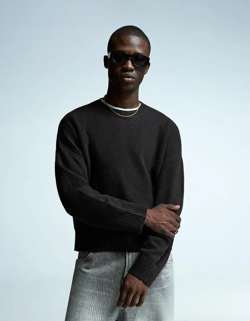 Maglia Cropped Uomo Nero