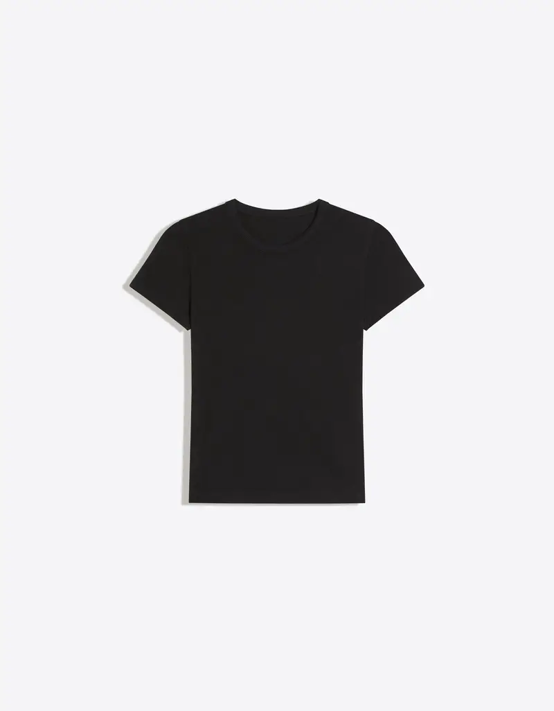 Maglietta A Maniche Corte Basic A Costine Donna Nero