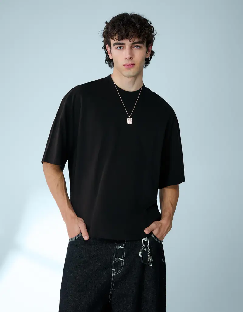 Maglietta A Maniche Corte Boxy Fit Uomo Nero