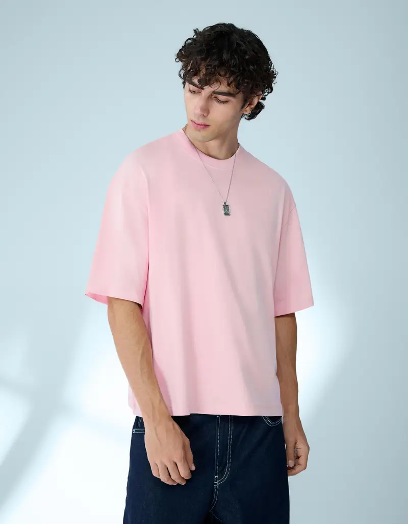 Maglietta A Maniche Corte Boxy Fit Uomo Rosa