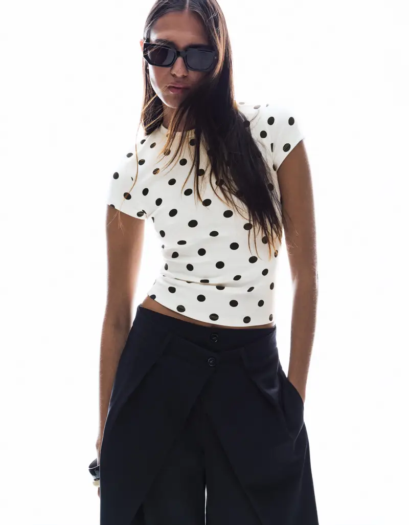 Maglietta A Maniche Corte Con Collo Rotondo Donna Bianco