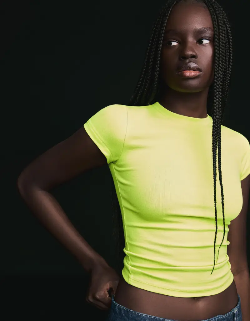 Maglietta A Maniche Corte Con Collo Rotondo Donna Lime