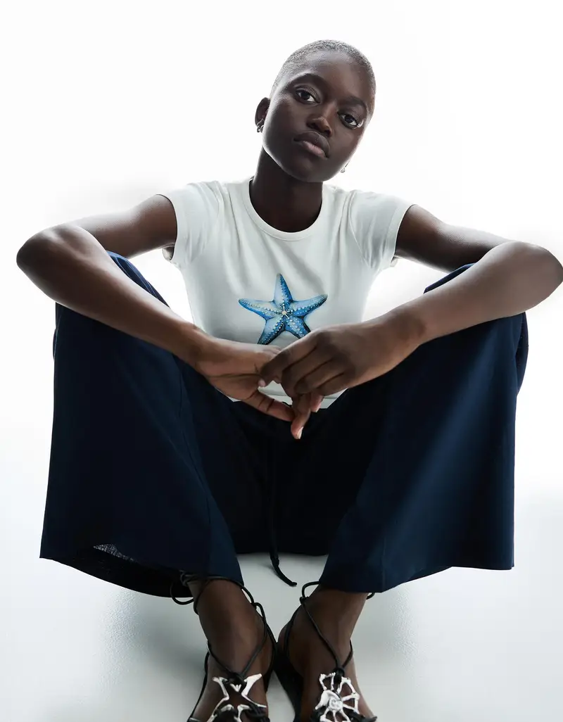 Maglietta A Maniche Corte Con Stampa Donna Bianco