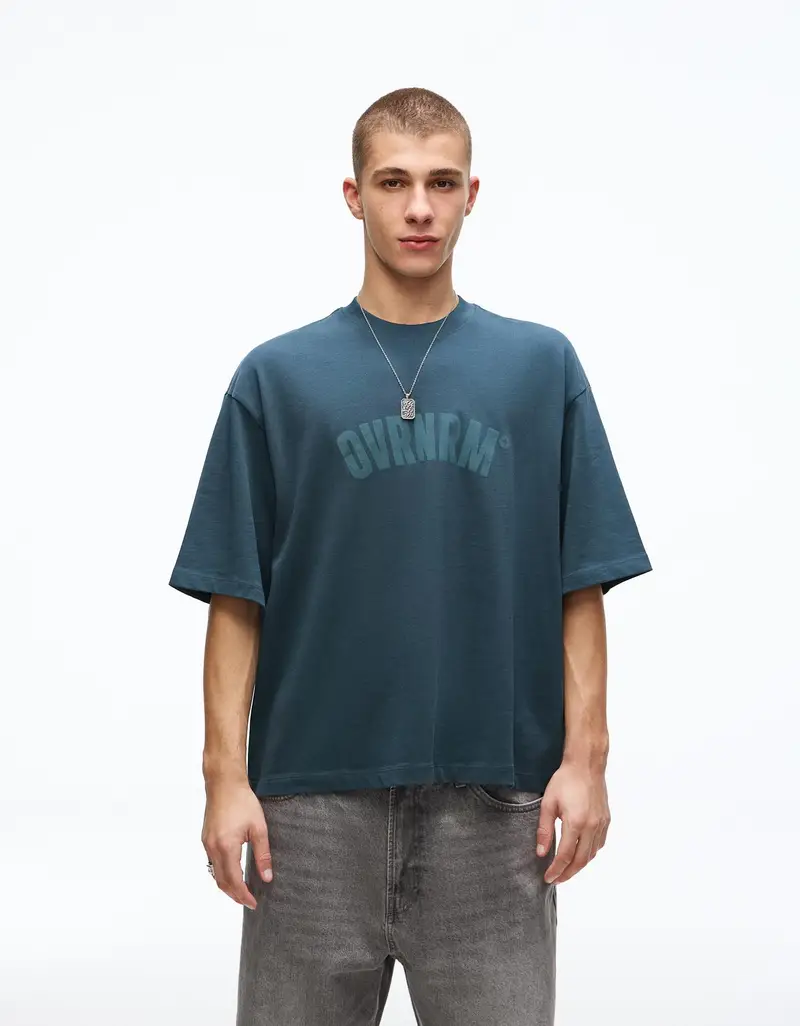 Maglietta A Maniche Corte Con Stampa Uomo Azzurro