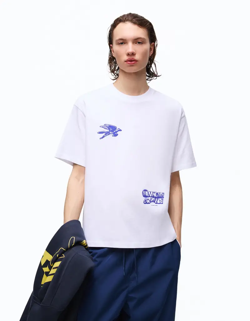 Maglietta A Maniche Corte Con Stampa Uomo Bianco