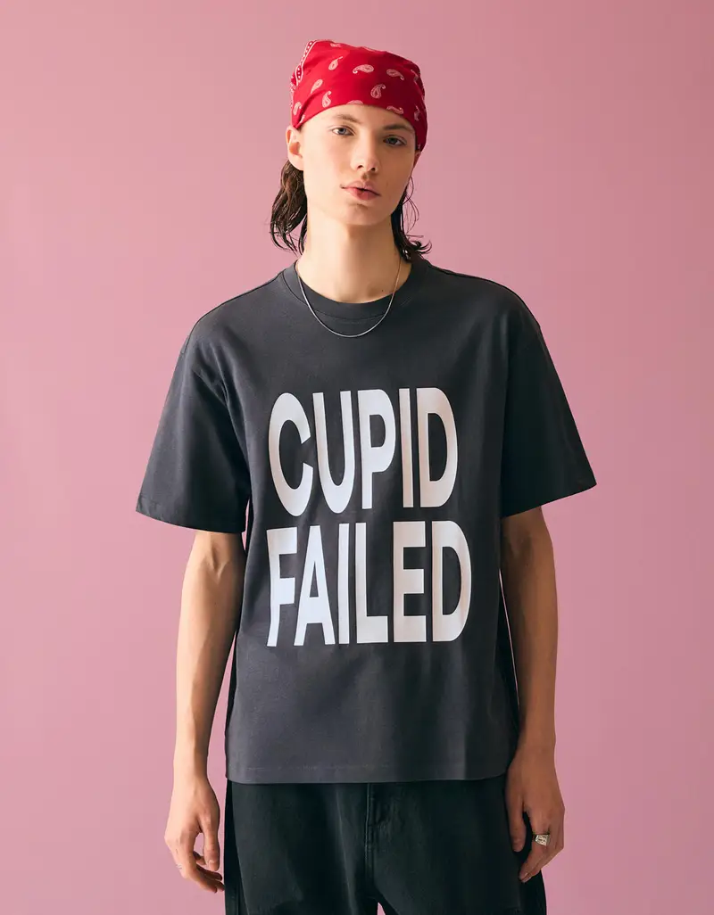 Maglietta A Maniche Corte Con Stampa Uomo Grigio Scuro