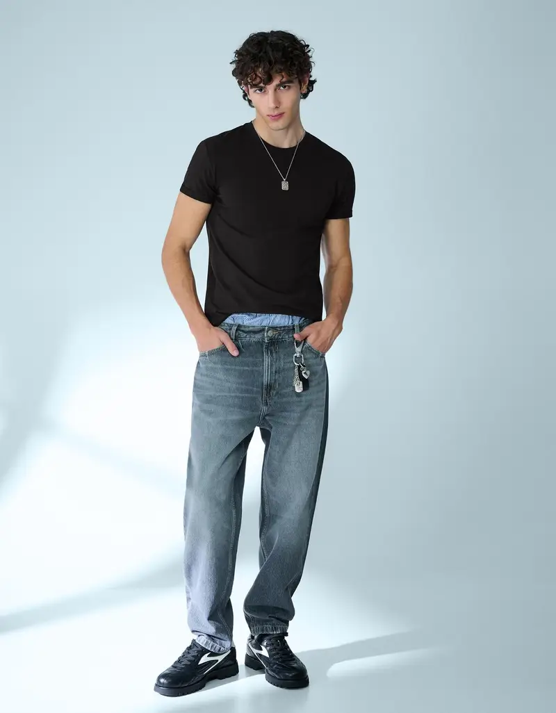 Maglietta A Maniche Corte Roll Up Uomo Nero