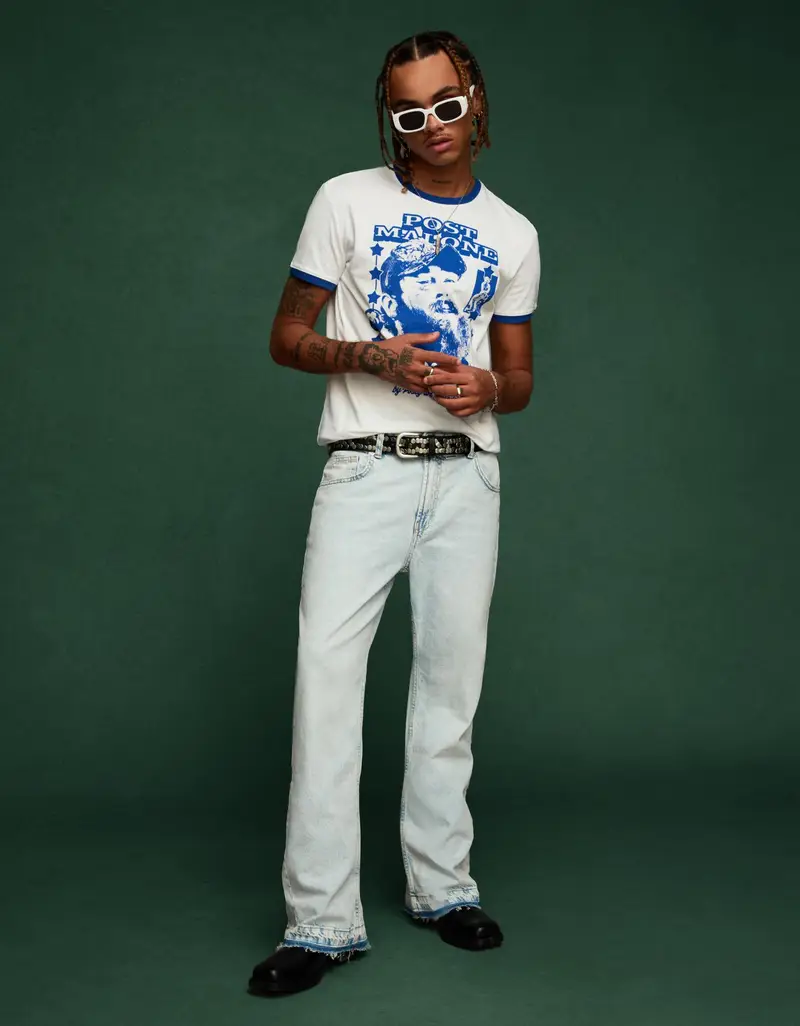 Maglietta A Maniche Corte Stampa Post Malone Uomo Bianco