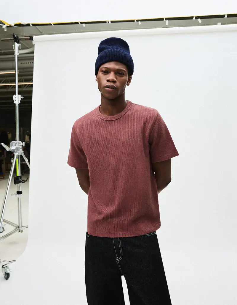 Maglietta A Maniche Corte Testurizzata Uomo Porpora