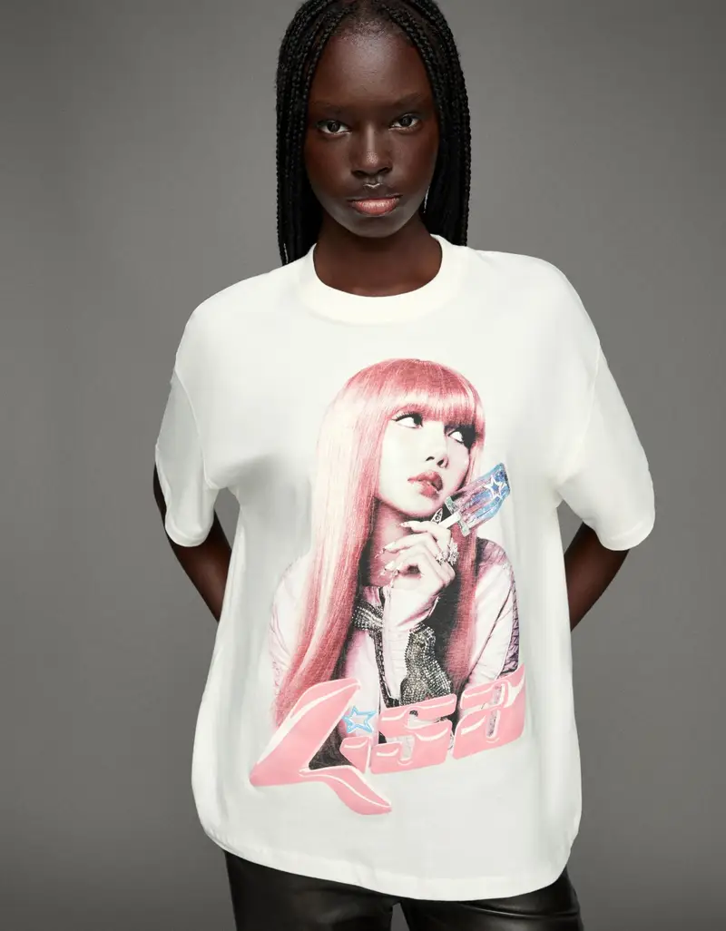 Maglietta Basic Maniche Corte Stampata Donna Bianco Roto