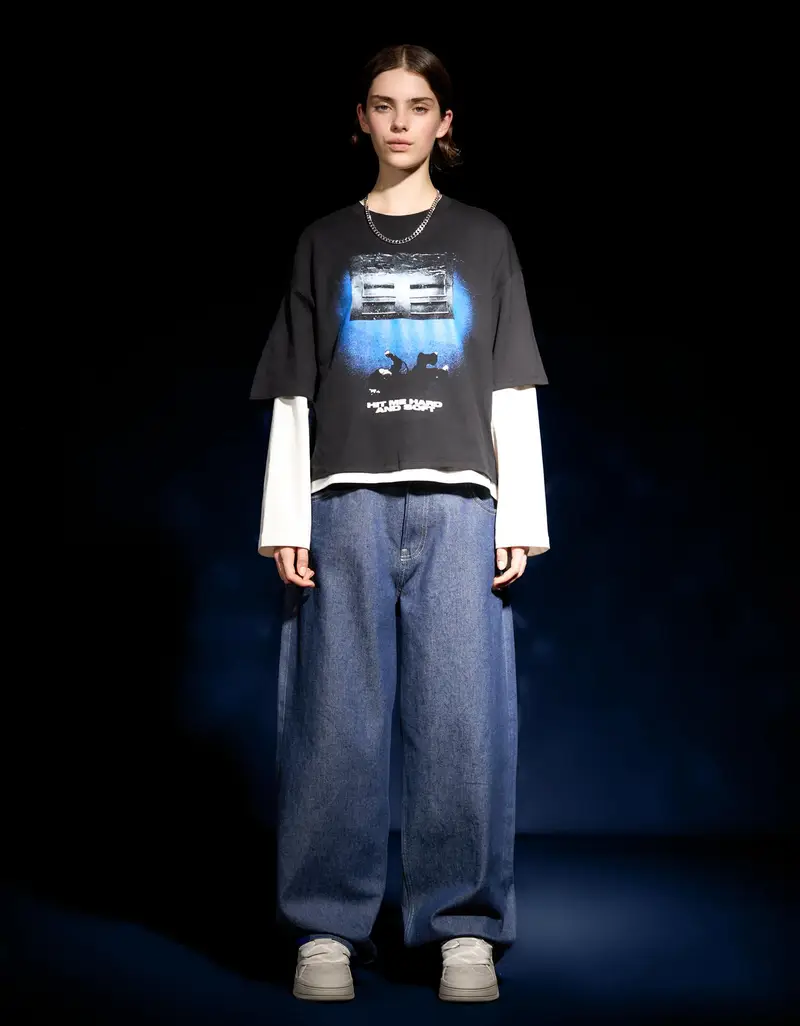 Maglietta Con Stampa Billie Eilish A Maniche Corte Donna Nero