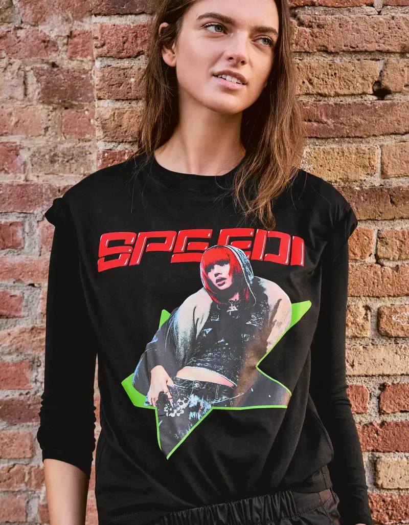 Maglietta Lisa Speedi A Maniche Corte Stampata Donna Nero