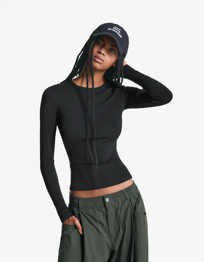 Maglietta Maniche Lunghe Donna Nero