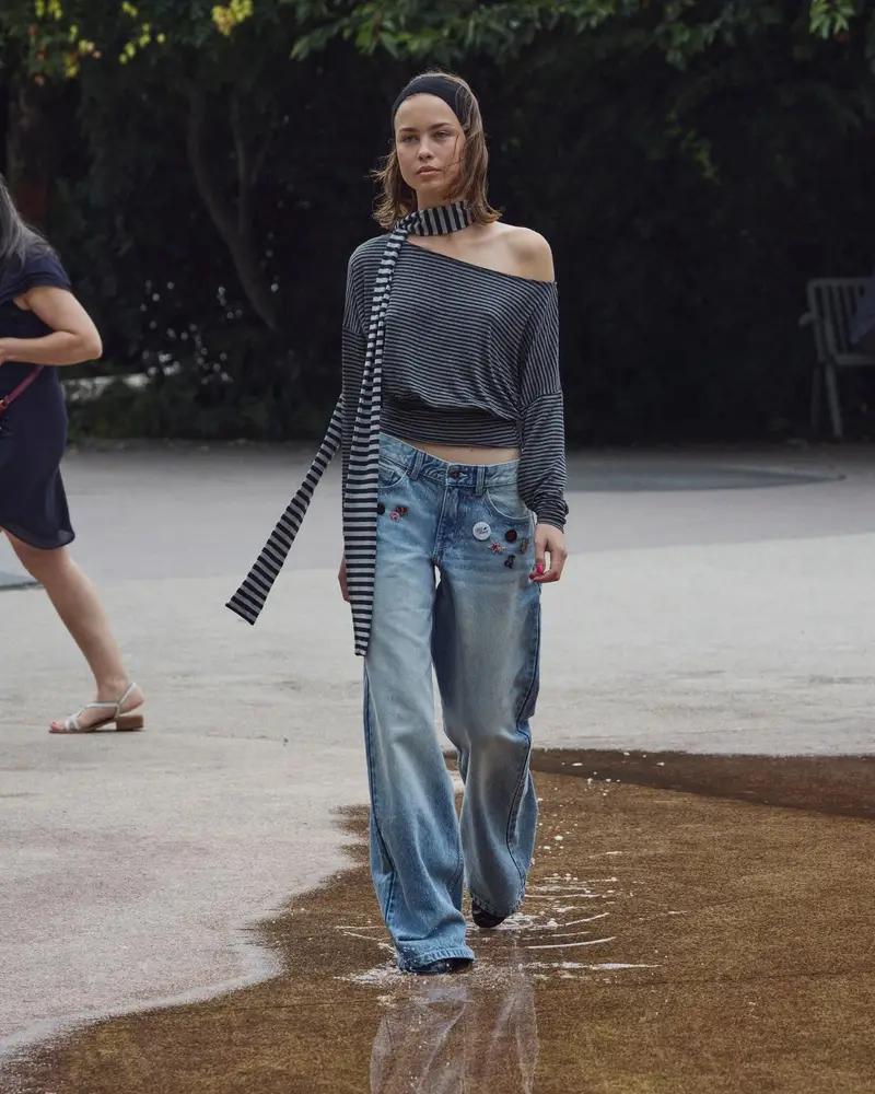 Maglietta Maniche Lunghe Fascia A Righe Donna Grigio Scuro