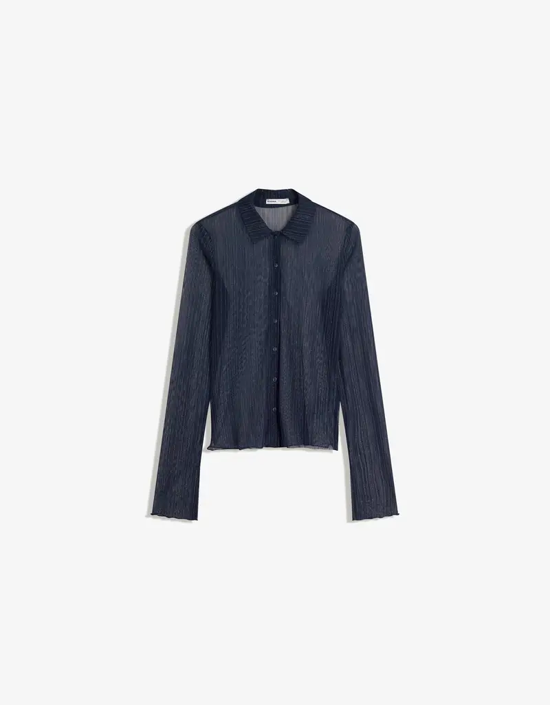 Maglietta Maniche Lunghe Tulle Glitter Donna Marino