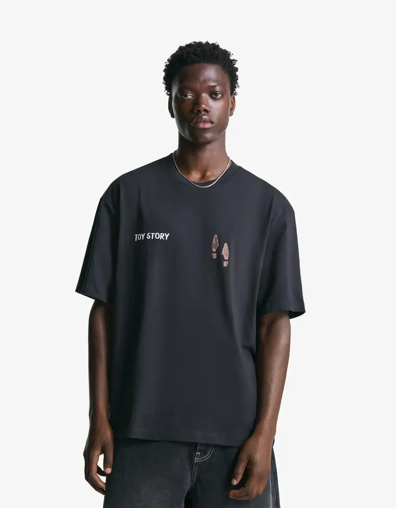 Bershka Maglietta Toy Story A Maniche Corte Uomo Xl Grigio Scuro