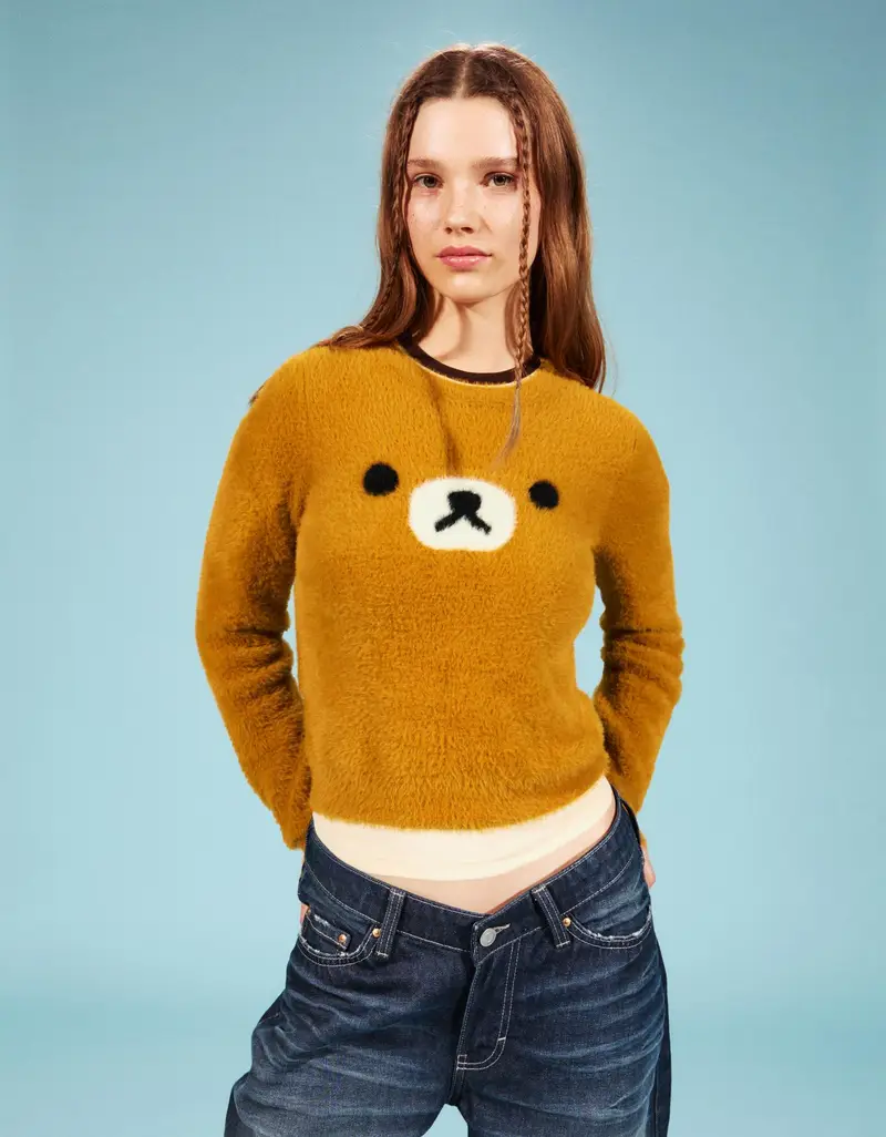 Maglione Rilakkuma Pelliccia Sintetica Donna Arancione