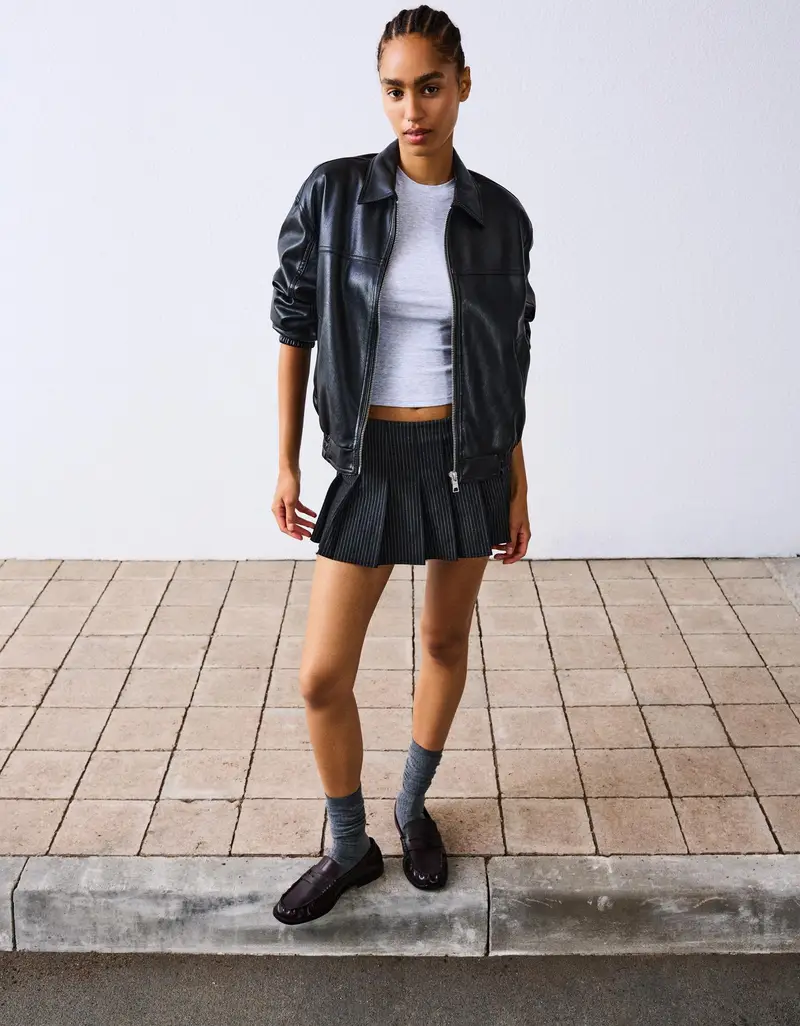 Minigonna A Pieghe Donna (Eu 32) Grigio