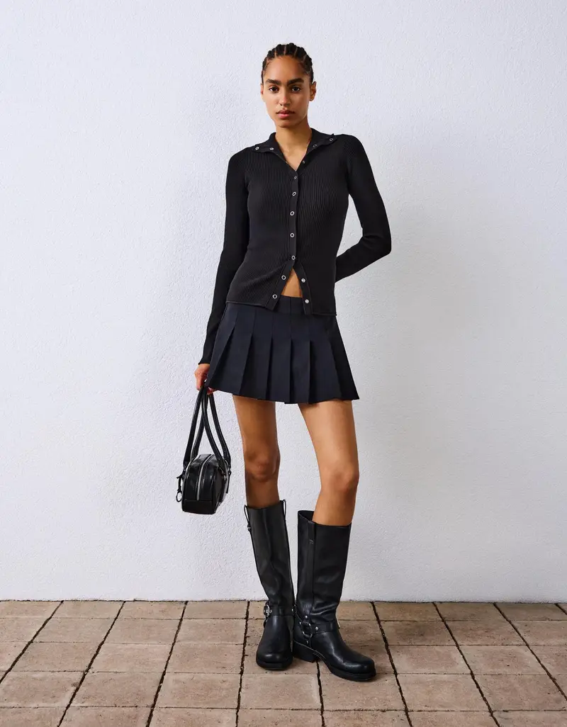 Minigonna A Pieghe Donna (Eu 32) Nero