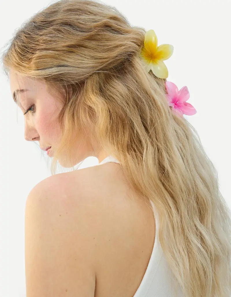 Pacco Di 2 Fermagli Fiore Donna Rosa