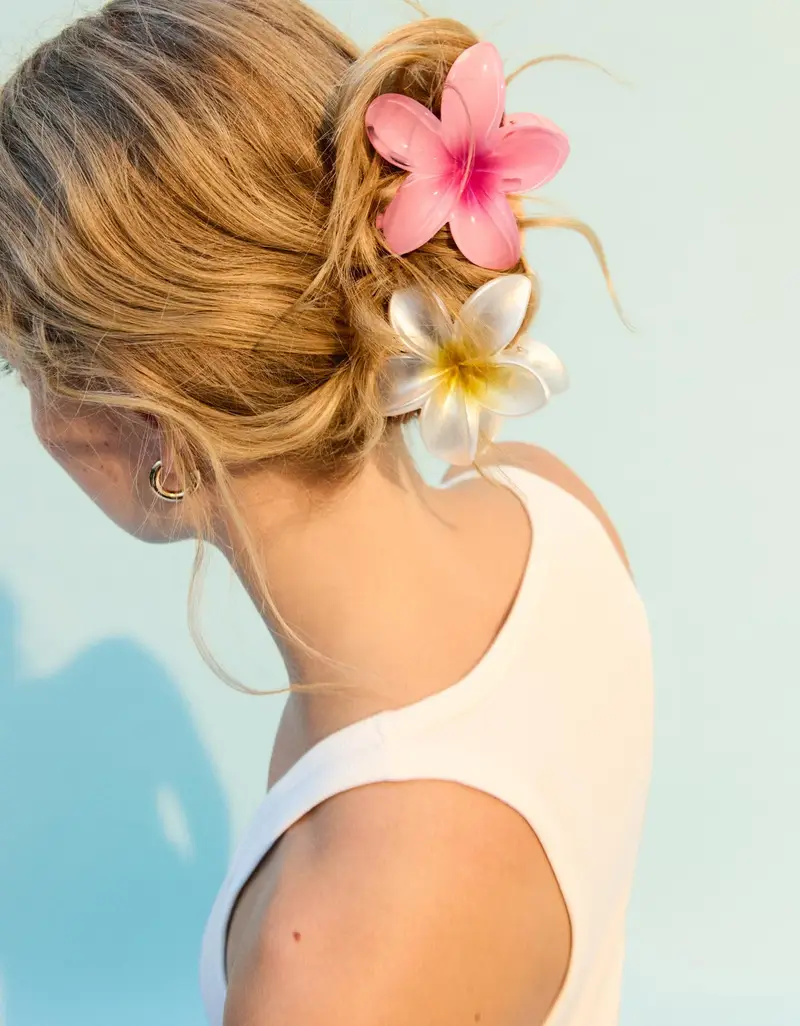 Pacco Di 2 Fermagli Fiore Donna Rosa