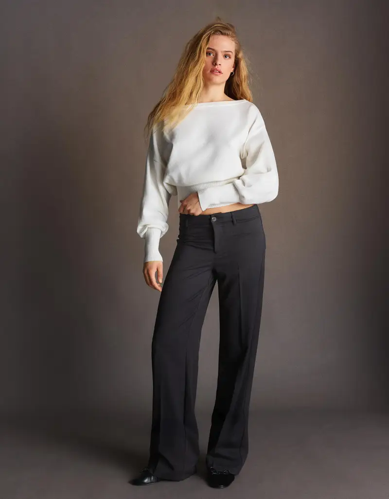 Pantaloni A Gamba Larga Donna (Eu 32) Grigio Scuro