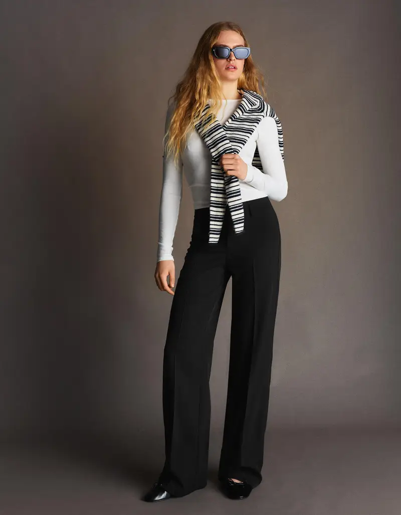 Pantaloni A Gamba Larga Donna (Eu 32) Nero