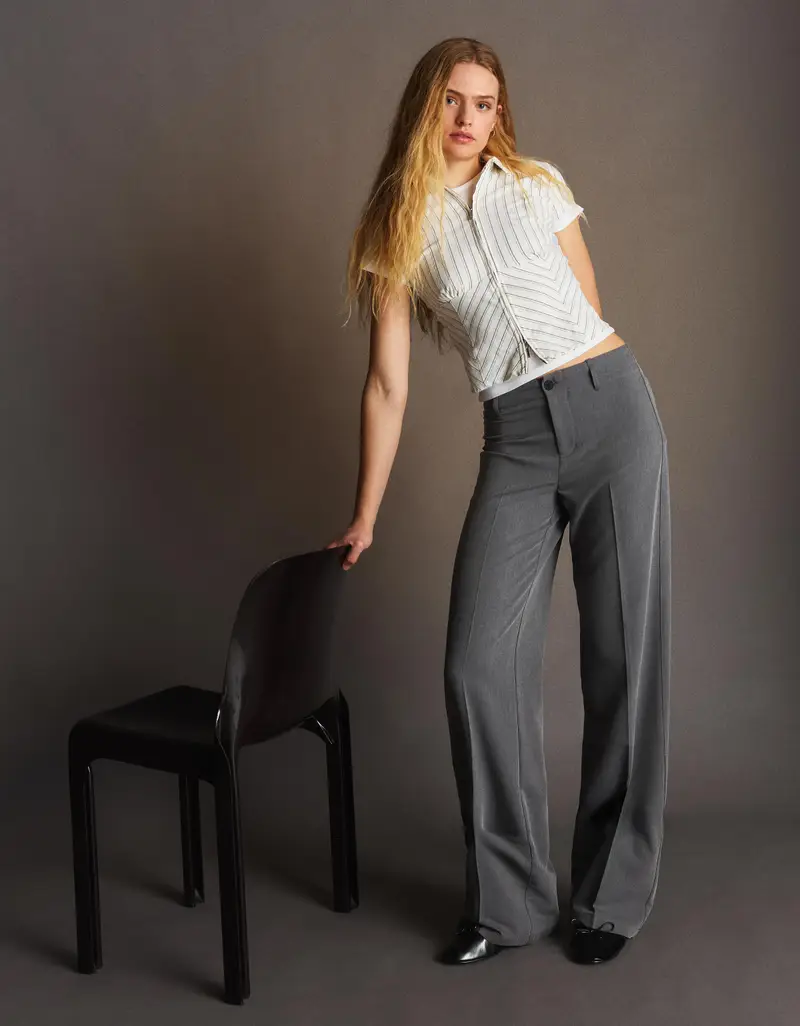 Pantaloni A Gamba Larga Donna (Eu 40) Grigio