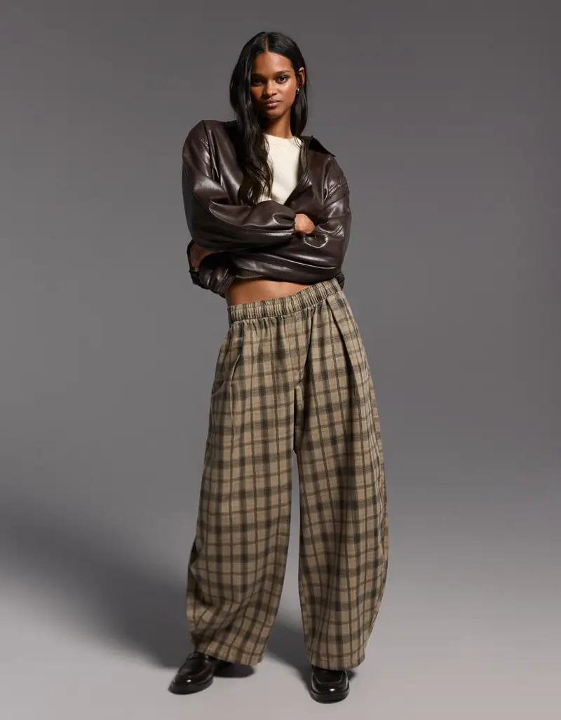 Pantaloni Balloon Fit Stampati Donna Grigio