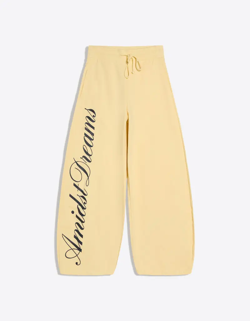 Pantaloni Felpa Barrel Fit Print Donna Giallo