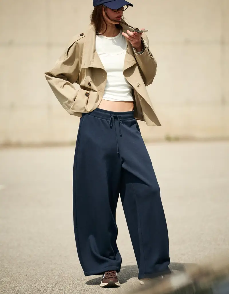 Pantaloni Felpati Barrel Fit Stopper Donna Marino