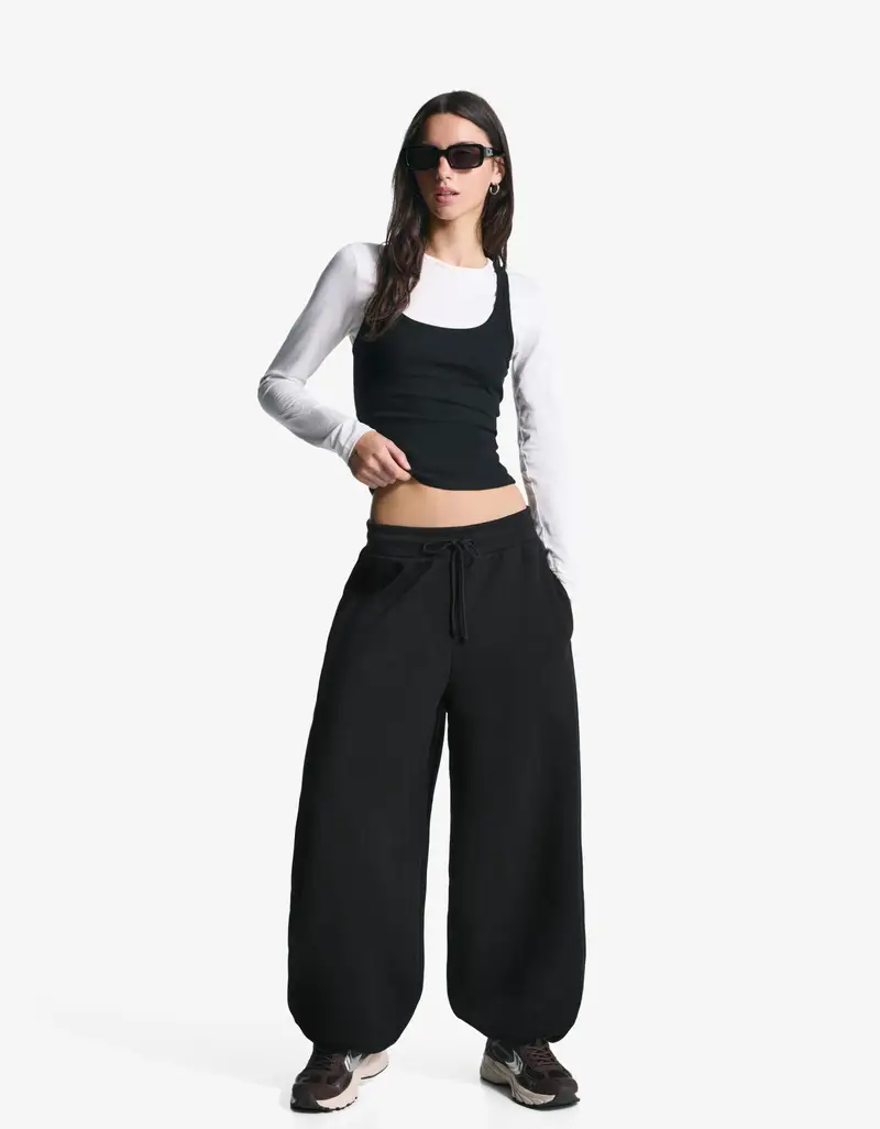 Pantaloni Felpati Barrel Fit Stopper Donna Nero