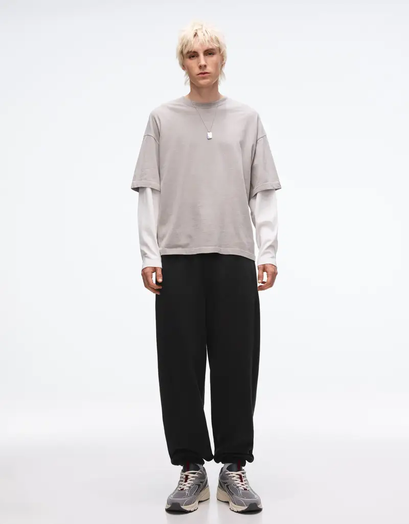 Pantaloni Felpati Jogger Fit Uomo Nero