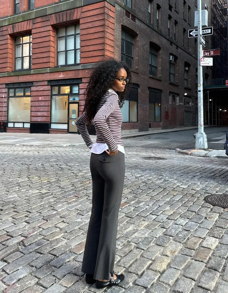 Pantaloni Flare Bengalina Donna (Eu 32) Grigio