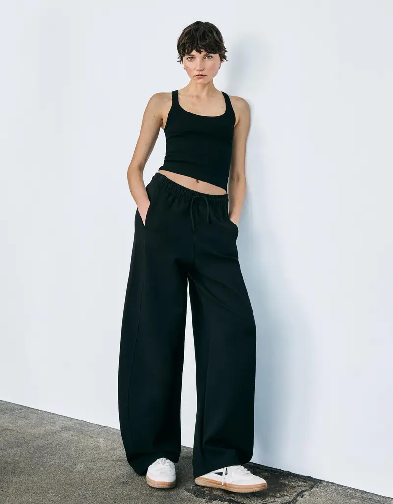 Pantaloni In Felpa Barrel Donna Nero